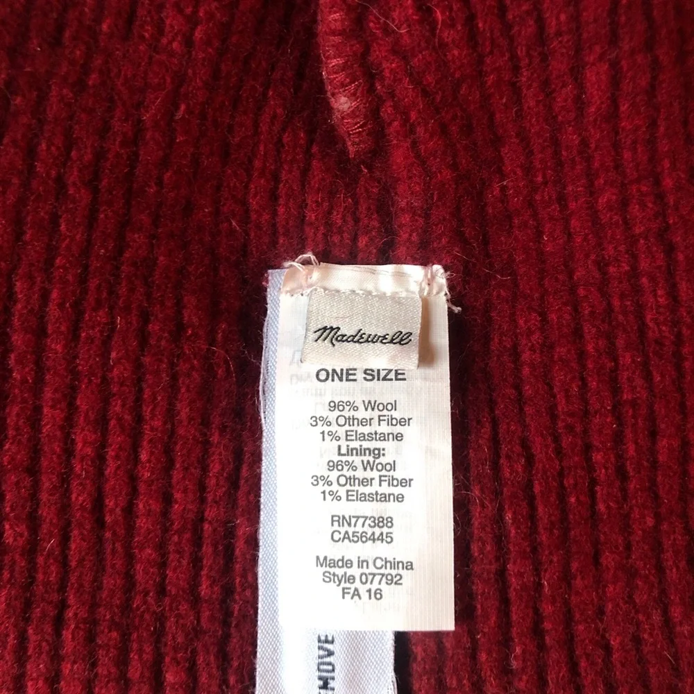 ❌sold❌Madewell $40 MSRP Wool Cozy-Knit Beanie Burgundy / Red #07792 SUPER WARM - Picture 7 of 8